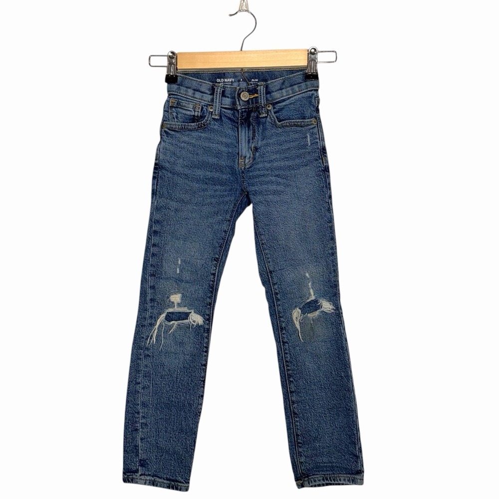 Old Navy Kids Jeans Slim Distressed Knee 360‎ Stretch Blue Denim Size 6